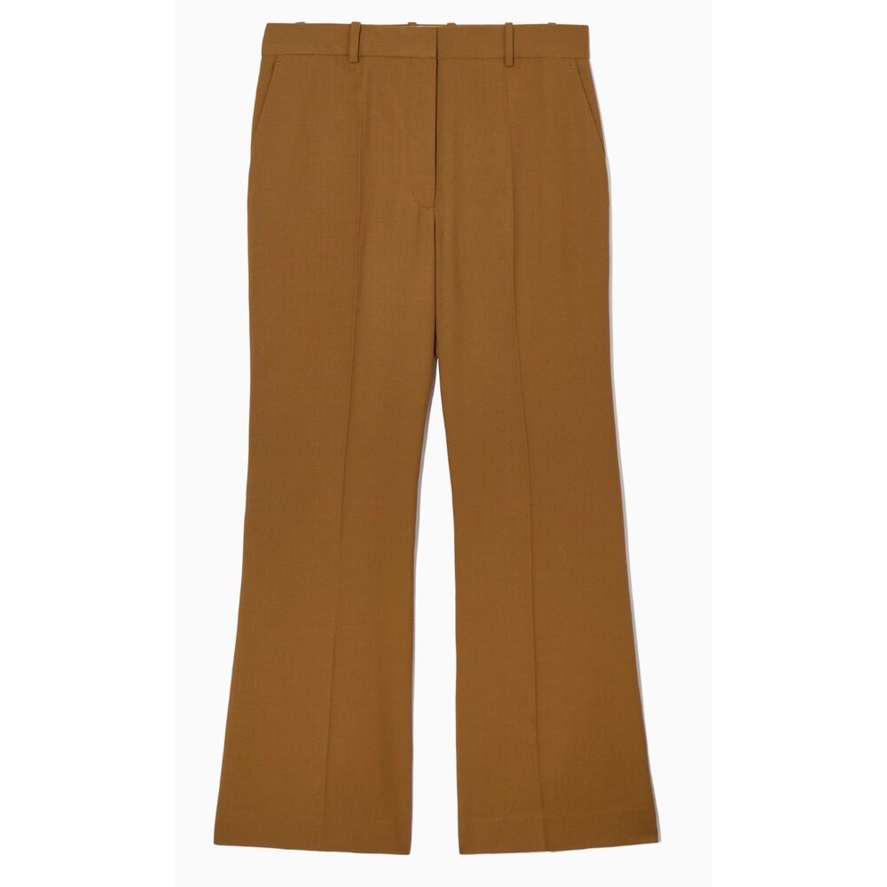 COS Regular Flared Wool Trouser Pant in Camel Brown, Size 6